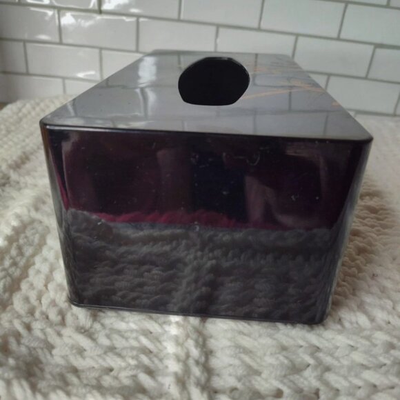 Vintage Japanese Yamanaka Black Lacquer Tissue Box Floral Made in Japa - Picture 5 of 8